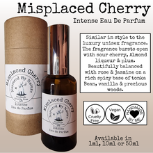 Load image into Gallery viewer, 50ml Handmade, Cruelty Free & Vegan Unisex Perfume in Amber Glass Spray Bottle
Or
10ml Handmade, Cruelty Free & Vegan Unisex Perfume in Amber Glass Spray Bottle
Similar in style to the luxury unisex fragrance. The fragrance bursts open with sour cherry, Almond liqueur & plum. Beautifully balanced with rose & jasmine on a rich spicy base of tonka Bean, vanilla & precious woods.
We are Legally Compliant & hold CPSR for our full range.
