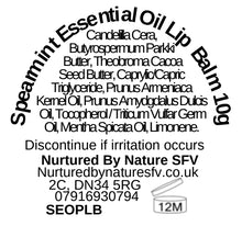 Load image into Gallery viewer, Spearmint Essential Oil Lip Balm